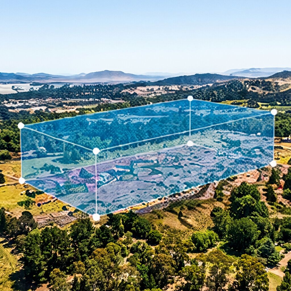 A single blue operating volume over a landscape, representing an area-specific approval